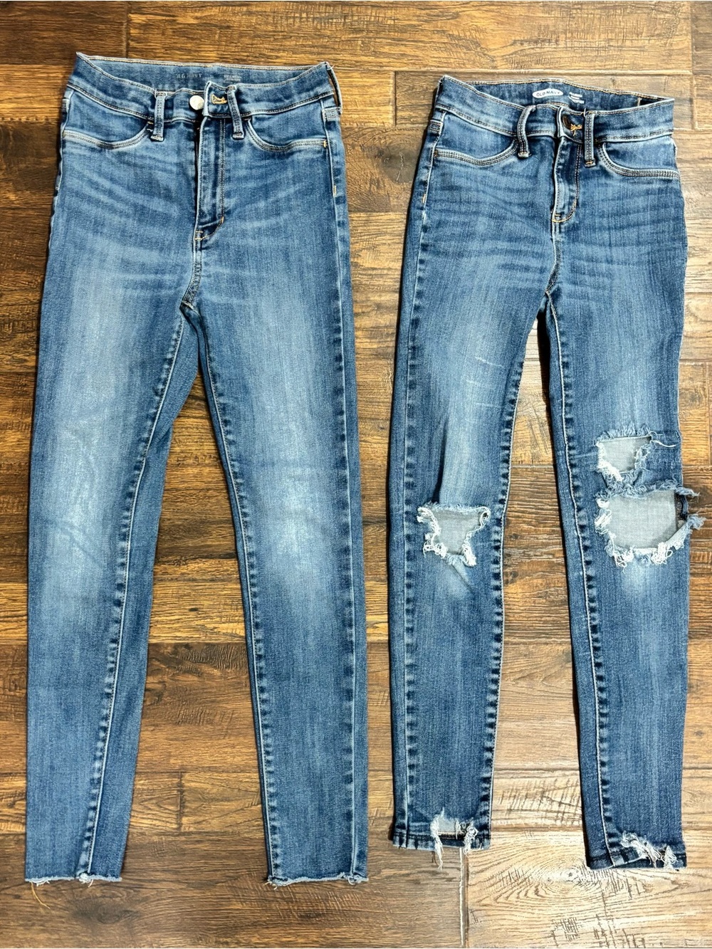 Old Navy Girls' Blue Skinny Jeans Duo - Clean & Distressed
